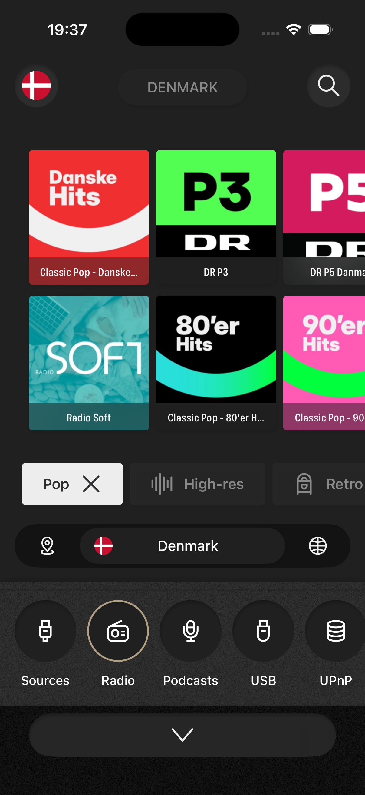 Radio browser with genre and quality filters